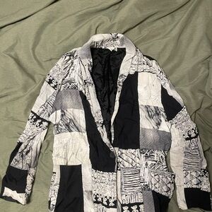 Patchwork Black and White Women's Jacket